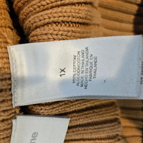 Liz Claiborne Woman Striped Turtleneck Sweater 1X Ribbed Knit career modest - Picture 3 of 14